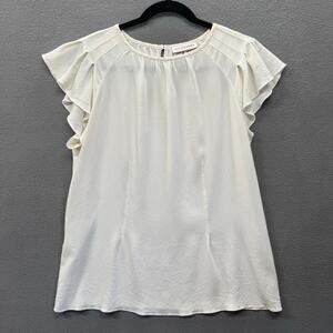 Altuzarra Silk Blend Flutter Sleeve Blouse Womens 44 (M?) White Old Money